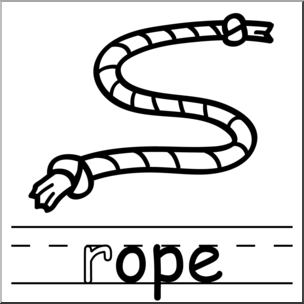 Clip Art: Basic Words: -ope Phonics: Rope B&W