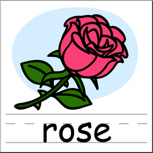 Clip Art: Basic Words: Rose Color Labeled