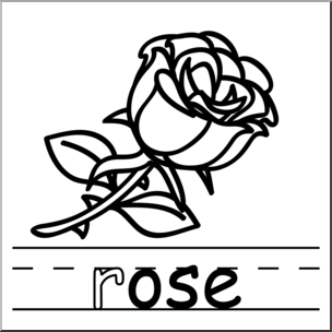 Clip Art: Basic Words: -ose Phonics: Rose B&W