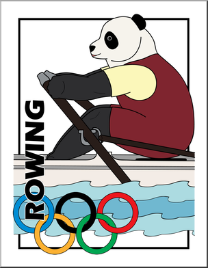 Clip Art: Cartoon Olympics: Panda Rowing Color