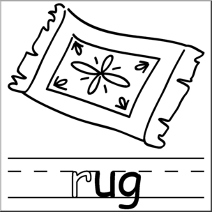 Clip Art: Basic Words: -ug Phonics: Rug B&W