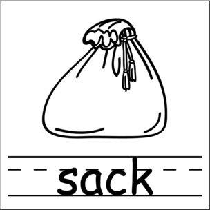 Clip Art: Basic Words: Sack B&W Labeled