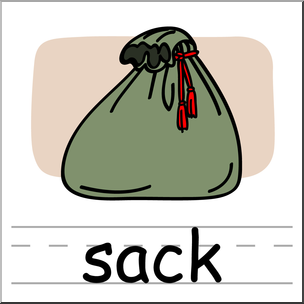 Clip Art: Basic Words: Sack Color Labeled