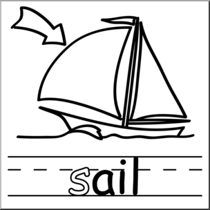 Clip Art: Basic Words: -ail Phonics: Sail B&W
