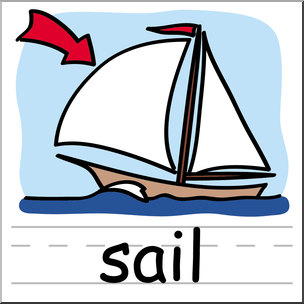 Clip Art: Basic Words: Sail Color Labeled