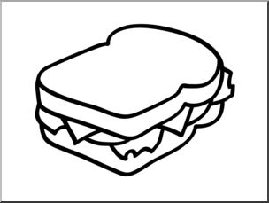 Clip Art: Basic Words: Sandwich B&W Unlabeled