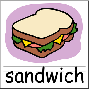 Clip Art: Basic Words: Sandwich Color Labeled