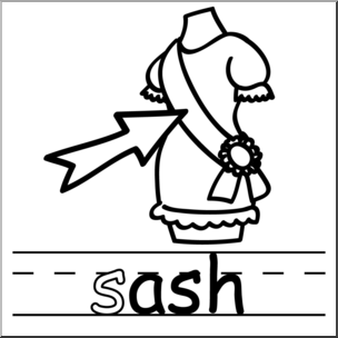Clip Art: Basic Words: -ash Phonics: Sash B&W