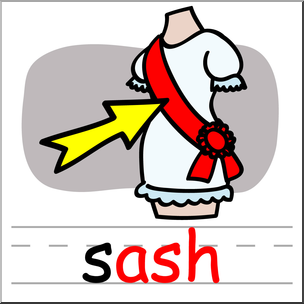 Clip Art: Basic Words: -ash Phonics: Sash Color