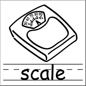 Clip Art: Basic Words: Scale B&W Labeled