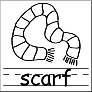 Clip Art: Basic Words: Scarf B&W Labeled