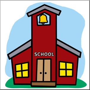 Clip Art: Cartoon Schoolhouse Color