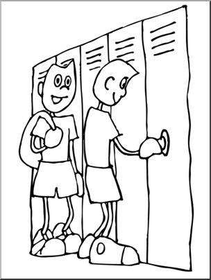 Clip Art: Cartoon School Scene: Classroom 02 B&W