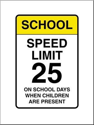 Clip Art: Signs: School Speed Limit Color