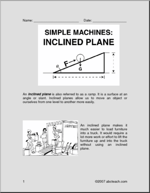 Worksheets: Inclined Plane (upper elem)