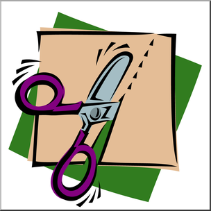 Clip Art: Scissors: Cutting Slant Color