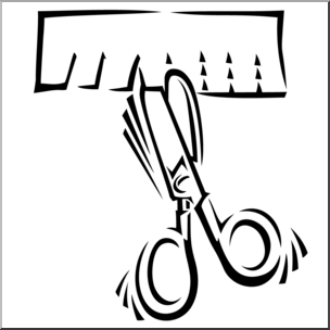 Clip Art: Scissors: Cutting Snip B&W
