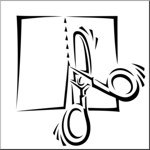 Clip Art: Scissors: Cutting Straight B&W