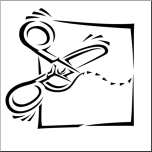 Clip Art: Scissors: Cutting Wavy B&W