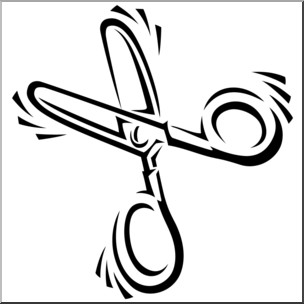 Clip Art: Scissors 2 Open B&W
