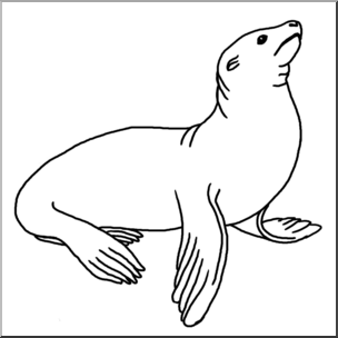 Clip Art: Sea Lion B&W