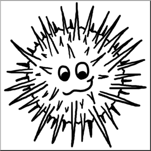Clip Art: Cartoon Sea Urchin B&W