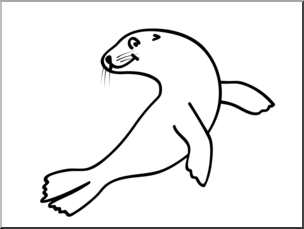 Clip Art: Basic Words: Seal B&W Unlabeled