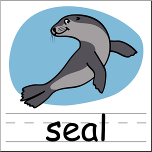 Clip Art: Basic Words: Seal Color Labeled