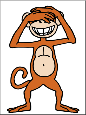 Clip Art: Cartoon Monkey: See No Evil Color