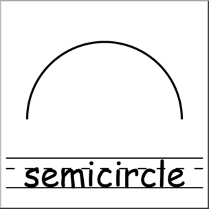 Clip Art: Shapes: Semicircle B&W Labeled