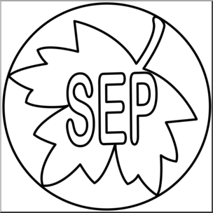 Clip Art: Month Icon: September B&W
