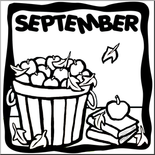 Clip Art: Month Graphic: September B&W