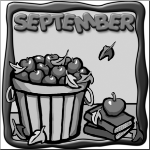 Clip Art: Month Graphic: September Grayscale