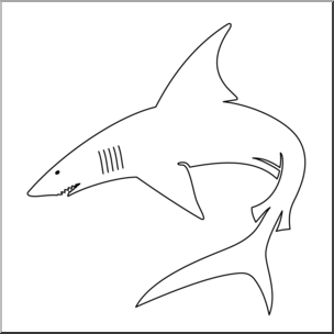 Clip Art: Shark Outline B&W