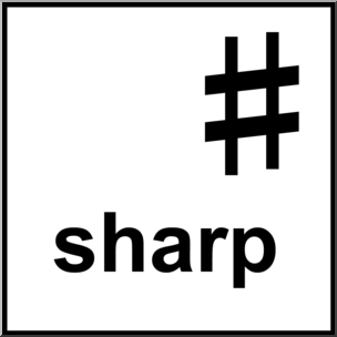 Clip Art: Music Notation: Sharp B&W