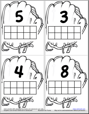 Baseball Ten Frame – Numbers 1-10 (k-1) Shapebook