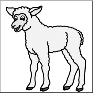 Clip Art: Cartoon Sheep: Lamb Grayscale