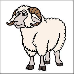 Clip Art: Cartoon Sheep: Ram Color