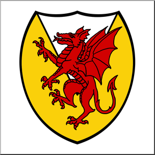 Clip Art: Heraldry: Dragon Coat of Arms Color