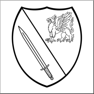 Clip Art: Heraldry: Griffin Coat of Arms B&W