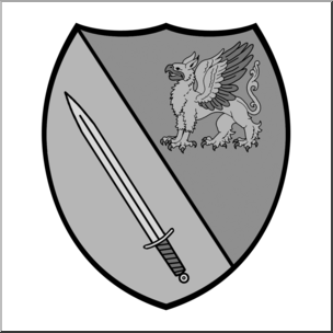 Clip Art: Heraldry: Griffin Coat of Arms Grayscale