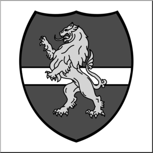 Clip Art: Heraldry: Lion Coat of Arms Grayscale