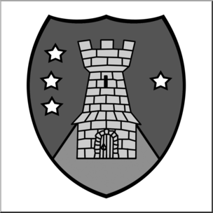 Clip Art: Heraldry: Tower Coat of Arms Grayscale