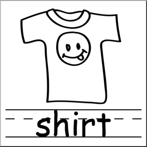 Clip Art: Basic Words: Shirt 1 B&W Labeled