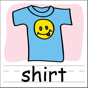 Clip Art: Basic Words: Shirt 1 Color Labeled