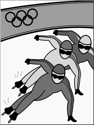 Clip Art: Winter Olympics: Short Track Grayscale