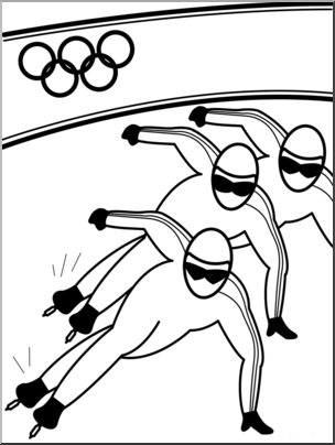 Clip Art: Winter Olympics: Short Track B&W