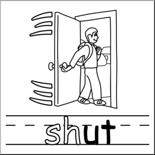Clip Art: Basic Words: -ut Phonics: Shut B&W