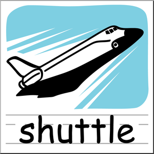 Clip Art: Basic Words: Shuttle Color Labeled