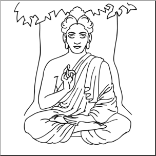 Clip Art: India: Siddhartha Gautama B&W
